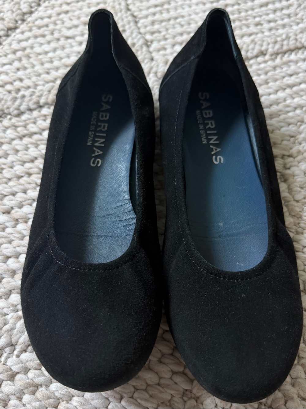 Sabrinas Black Suede Comfortable Ballet Flats Flat Shoes 37 Spain